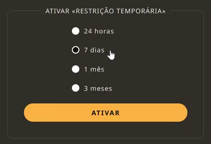 Activate «Temporary Restriction»